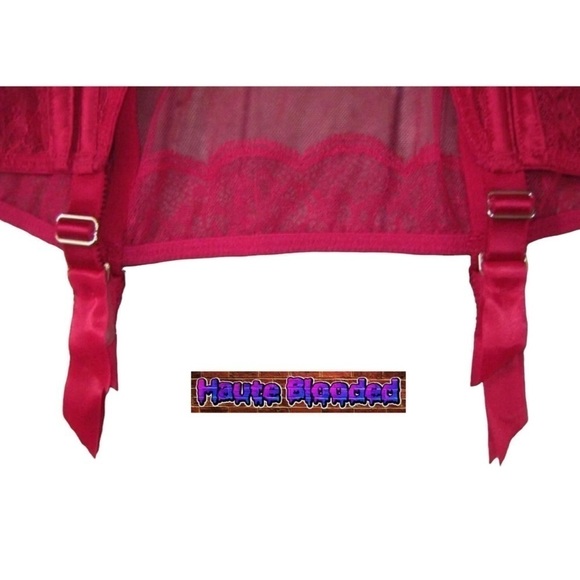 Victorias Secret Red Sheer Lace Bows Garter Cami Sexy Boudoir Pin Up Negligee - Picture 6 of 11